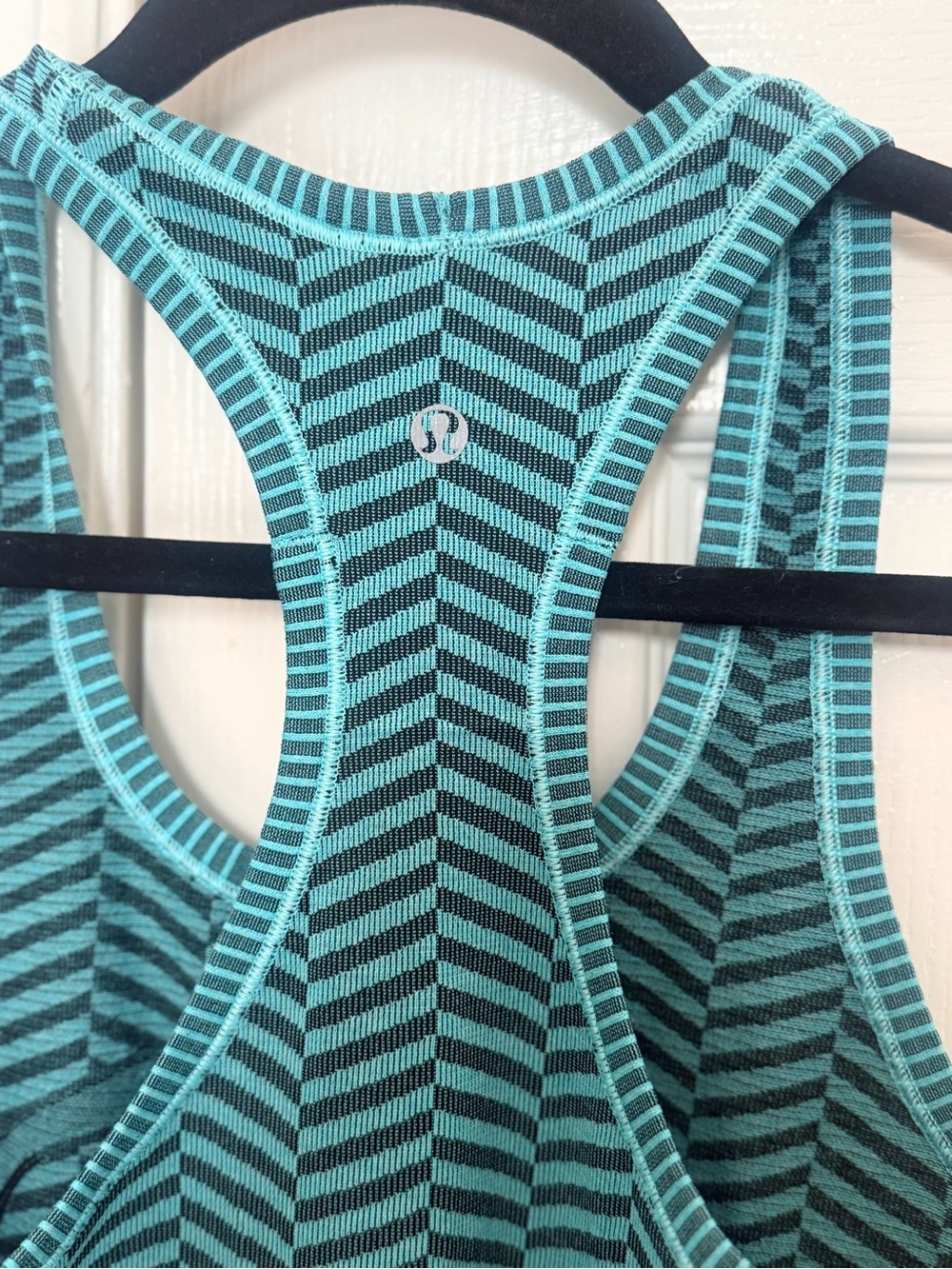 lululemon athletica Teal and Black Striped Racerback Tank